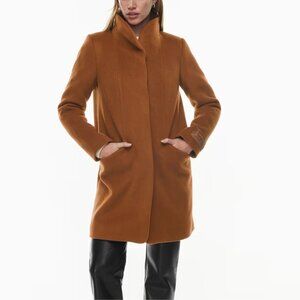 Aritzia Wilfred Italian Wool and Cashmere Cocoon Coat in "Cigar" - XXS